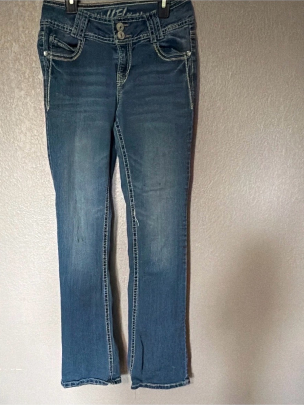 Wallflower Women's Boot Cut Jeans in Blue Wash